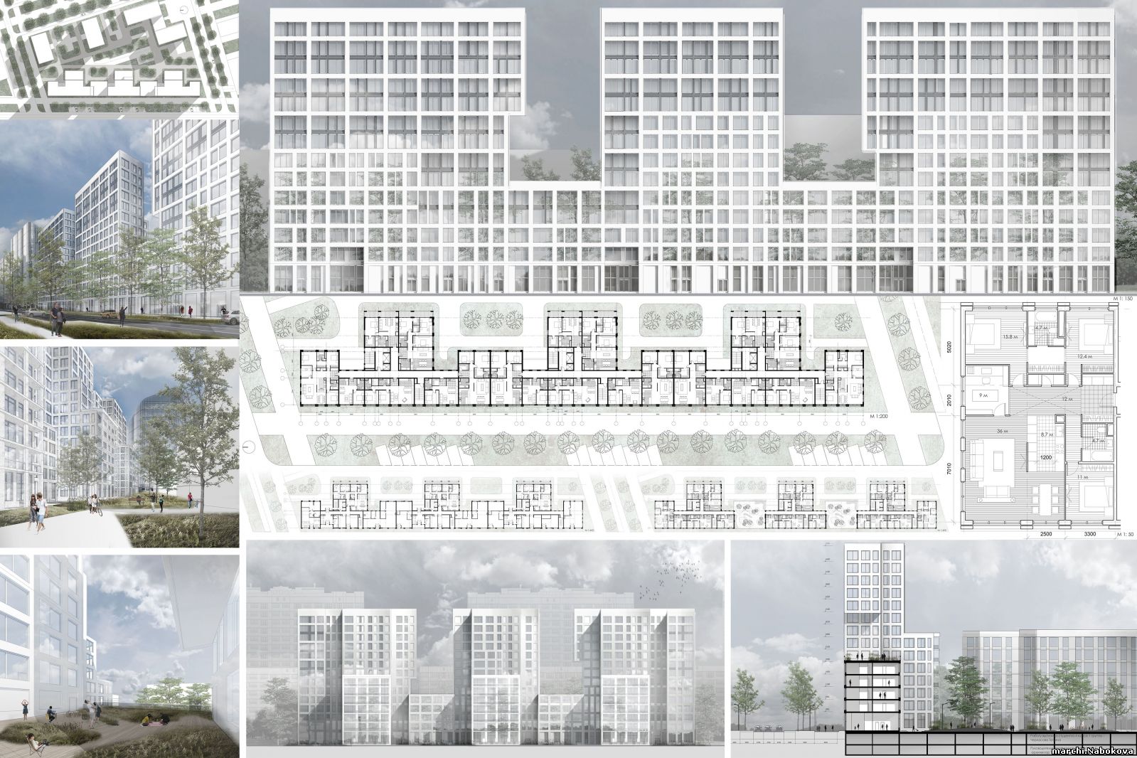 МНОГОЭТАЖНЫЙ ДОМ - 2015/16 - Графика - МАРХИ. Группа Набоковой - Воронцова